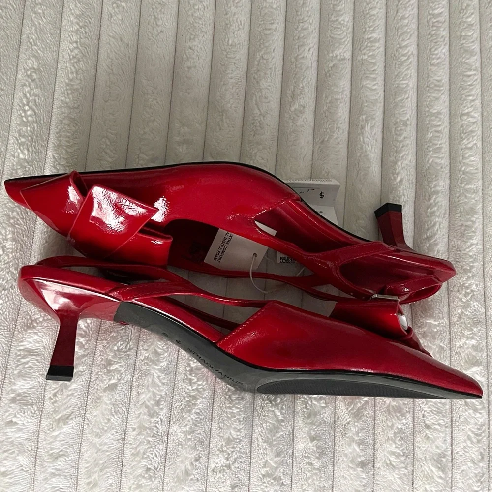 Stradivarius Slingback heels with fold detail in red - Picture 6 of 7